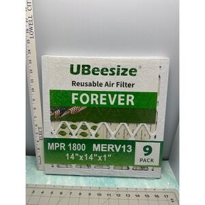UBeesize Reusable Forever Air Filter MPR 1800 MERV 13 14x14x1 9‎ Pack